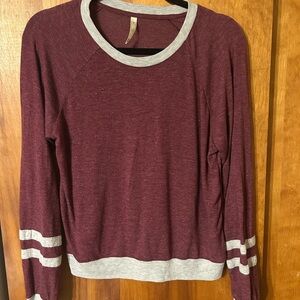 Live Love Dream (LLD) by Aeropostale Burgundy and Gray Long Sleeve Sweater